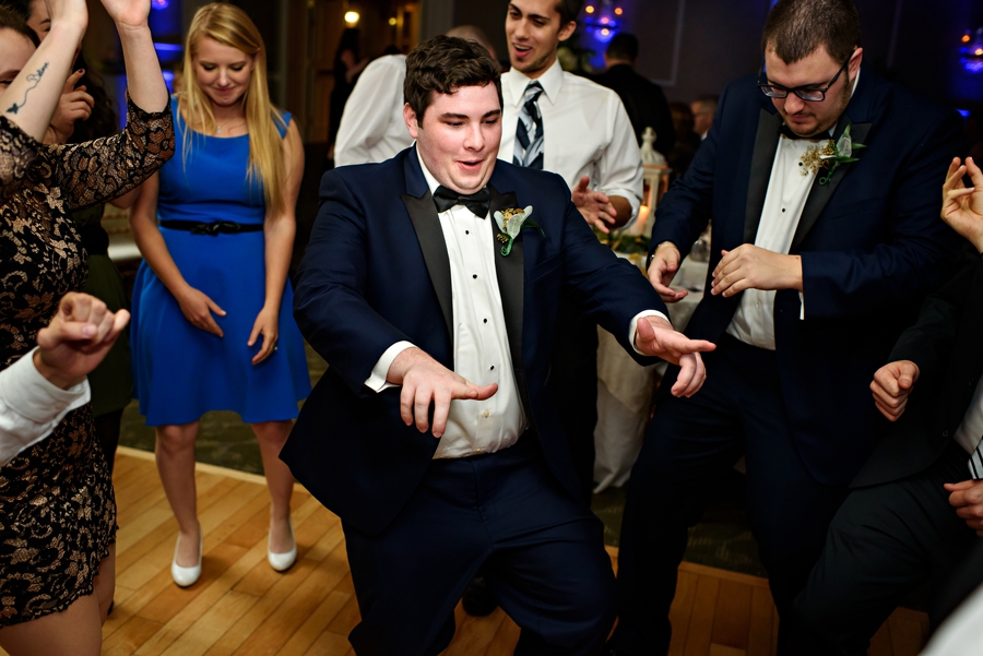 Wedding guests dance at the reception at northampton valley country club.